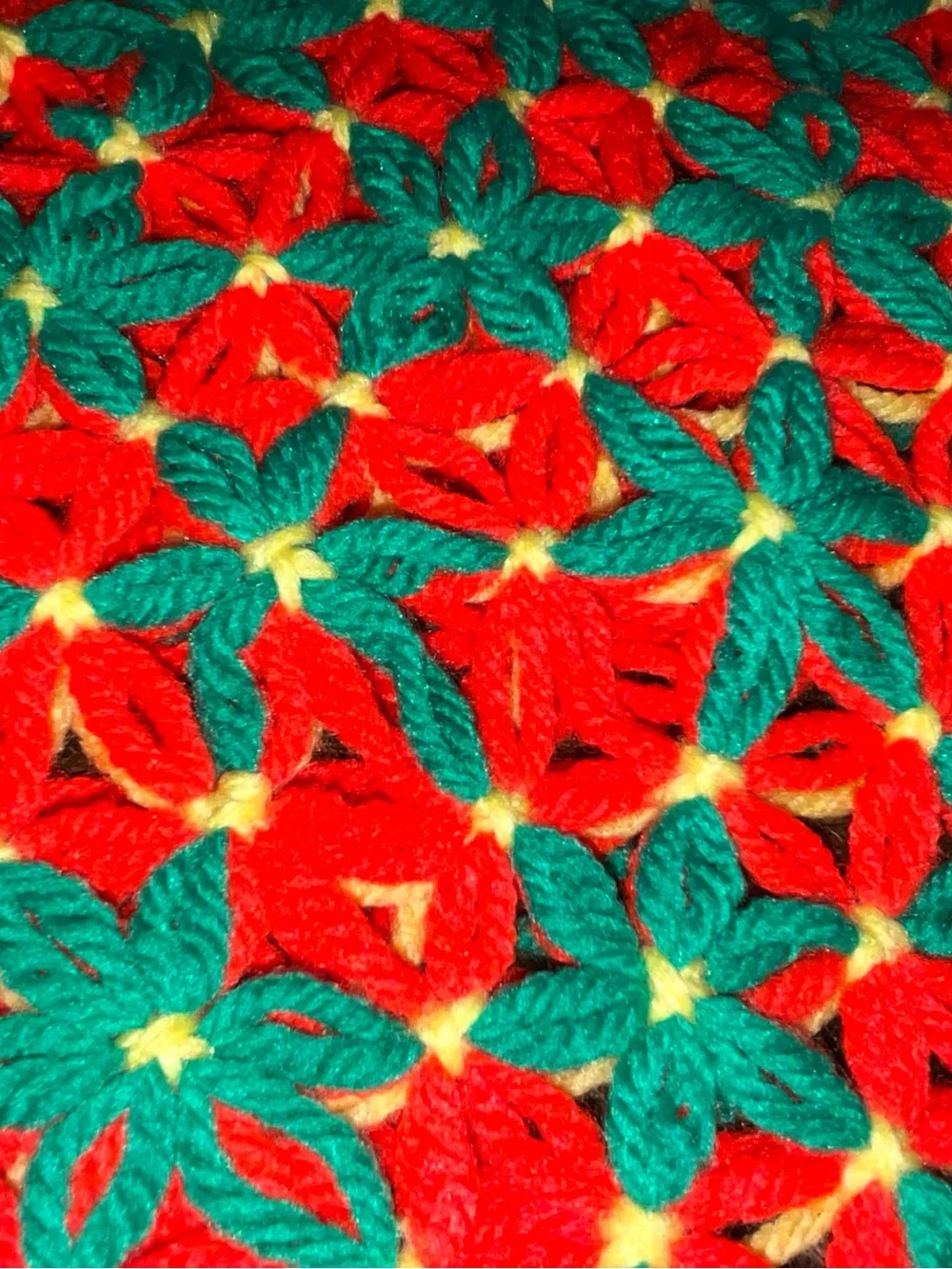Vintage Lot of 4 Crocheted Placemats Bright Orange Green